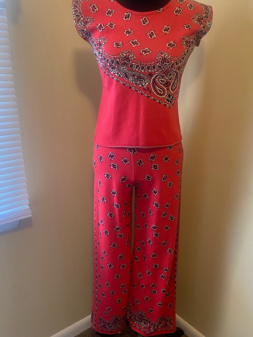Aldo Martins Red Paisley-Inspired Knit Top